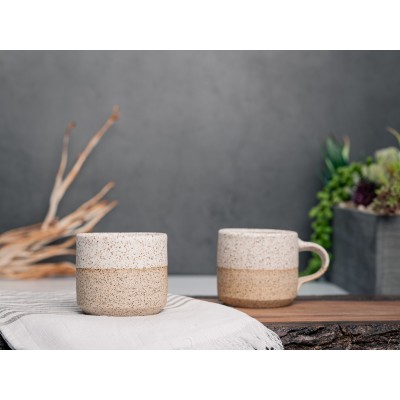 One Espresso/Cortado Cup (with or without handle): White/Speckle (4 - 5.5 oz), Stoneware, Handmade