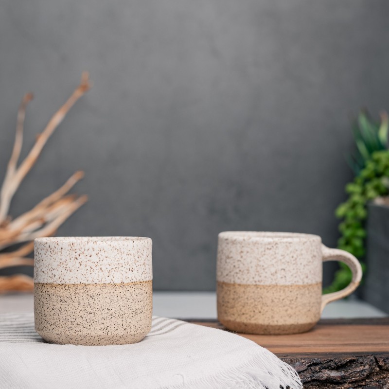 One Espresso/Cortado Cup (with or without handle): White/Speckle (4 - 5.5 oz), Stoneware, Handmade