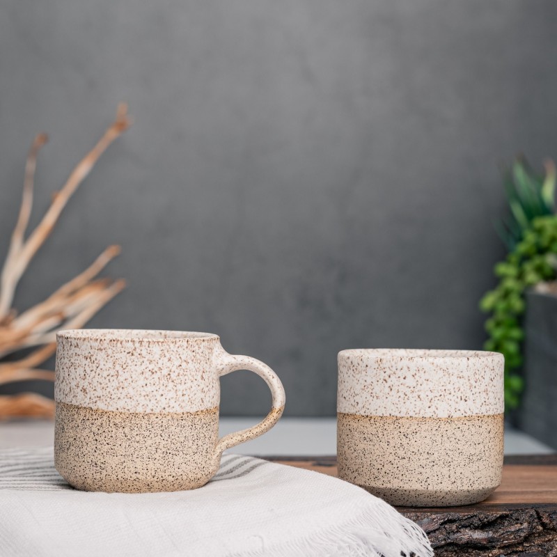 One Espresso/Cortado Cup (with or without handle): White/Speckle (4 - 5.5 oz), Stoneware, Handmade