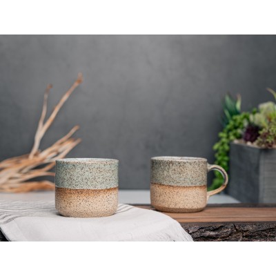 One Espresso/Cortado Cup (with or without handle): Blue-Grey/White Speckle (4 - 5.5 oz), Stoneware, Handmade