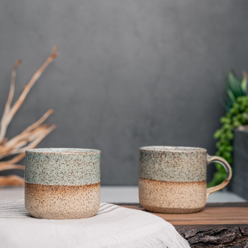 One Espresso/Cortado Cup (with or without handle): Blue-Grey/White Speckle (4 - 5.5 oz), Stoneware, Handmade