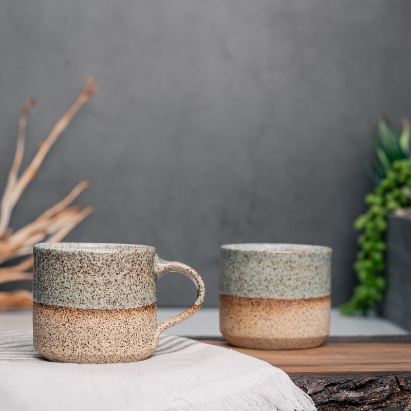 One Espresso/Cortado Cup (with or without handle): Blue-Grey/White Speckle (4 - 5.5 oz), Stoneware, Handmade